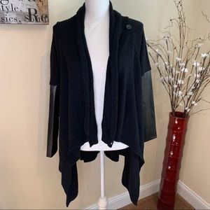 BlankNYC Denim Faux Leather Trim Cardigan- NWT